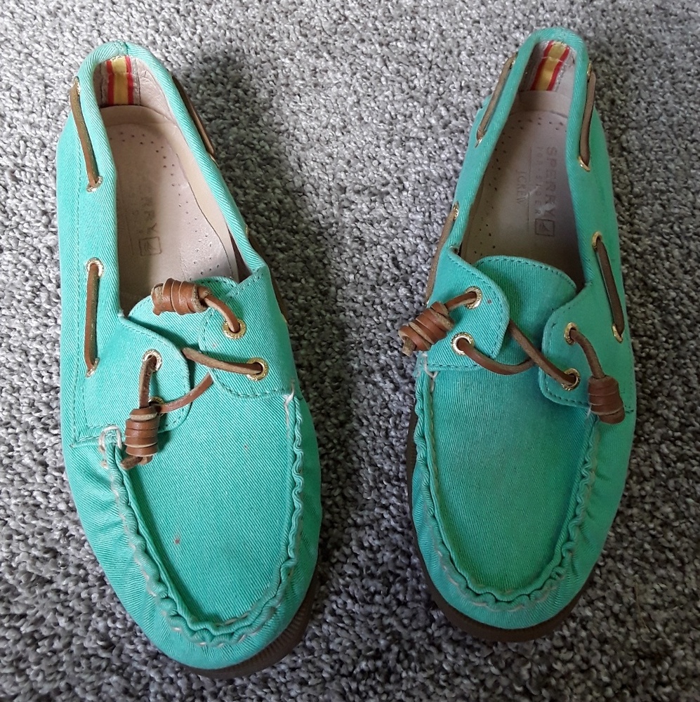 Sperry by J.Crew women green shoes slip on comfy collaboration size 8.5